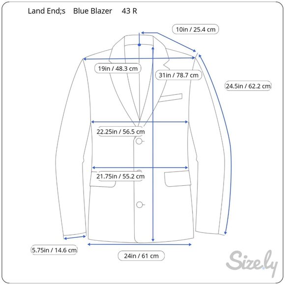 Lands End Navy Blue Wool 2 Gold Button Single Vent Sport Coat Blazer Mens 43 R - Picture 11 of 11